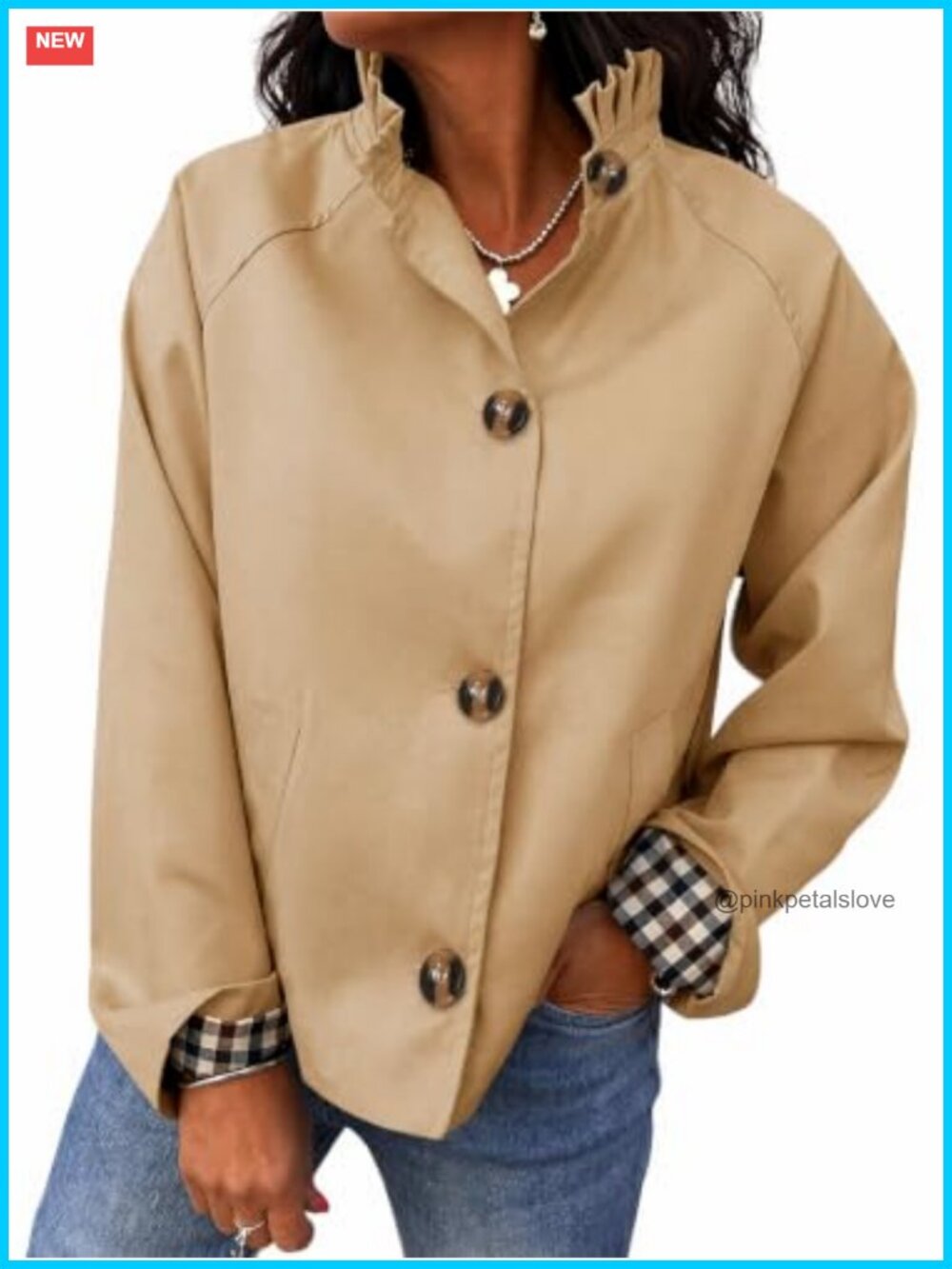 Ruffle Short Trench Coat Single Breasted Cropped Jacket